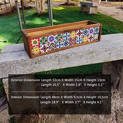 Moroccan Mexican Decorative Box With Real Mosaic Tiles On Two Sides, Table Centerpiece Box, Wood Planter Box (Moroccan Mosaic) #TOP2