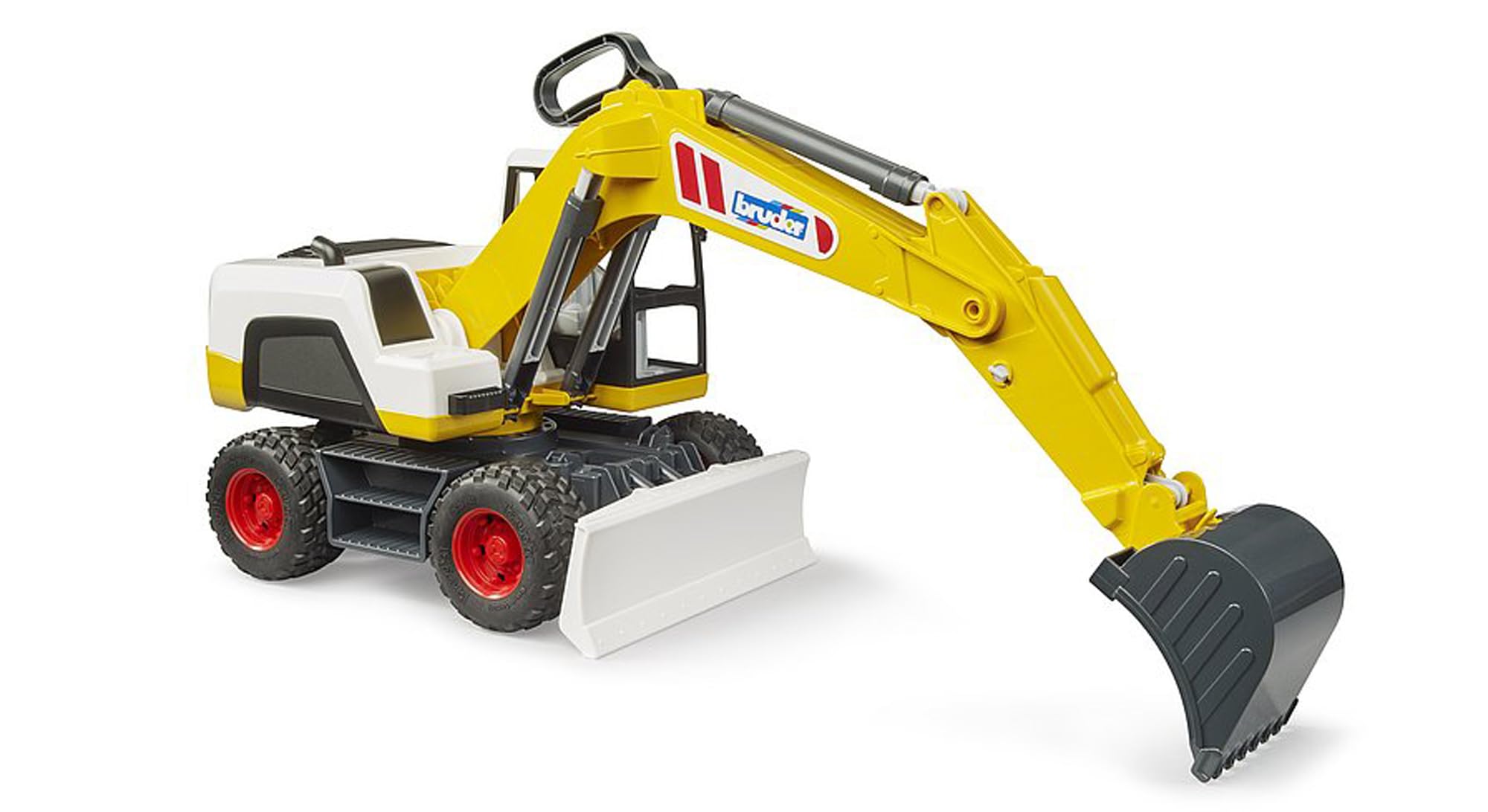 bruder 03413 - ROADMAX Pelle sur pneus | Pelleteuse jouet pour chantier, engin de chantier, jouet pour enfants à partir de 2 ans