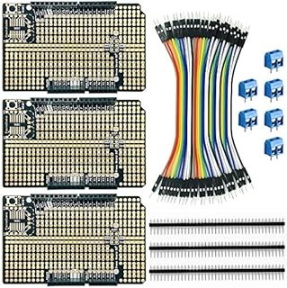 ElectroCookie Arduino Prototype Shield Board Kit, Stackable DIY Expansion Proto PCB for Arduino Uno R3 (3 Pack)