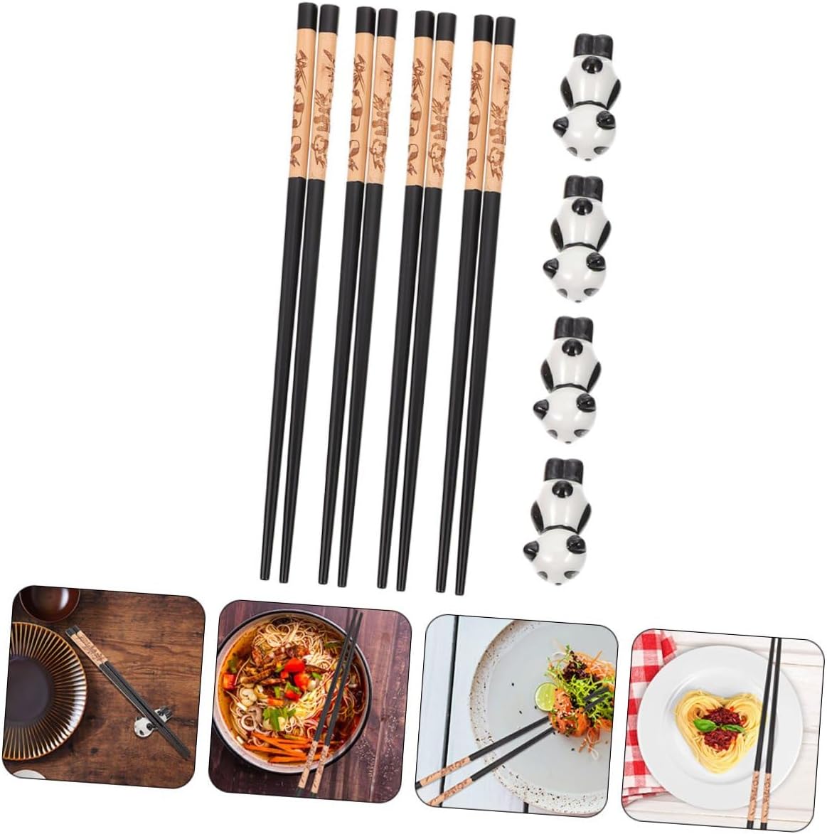 Reusable Chopsticks Ceramic Panda Chopstick Rest Set 12pcs Household Flatware Home Dining Hot Pot Use