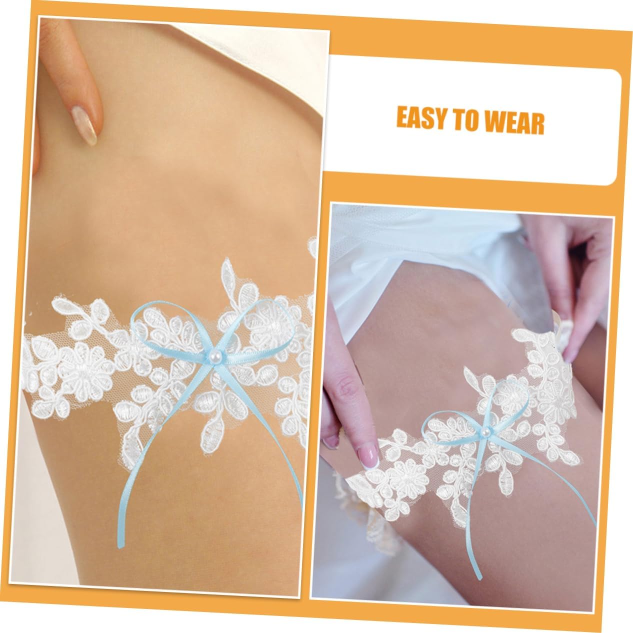 1pair Elegant Lace Bridal Garter for Wedding Day Stretchy Leg Accessory Bowknot Decoration Comfortable Versatile Imitation Detail for All Brides