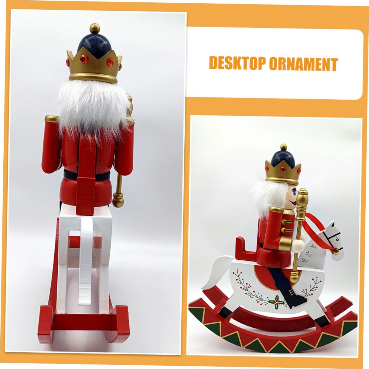 SAFIGLE Wooden Nutcracker Figurine on Horse Large Christmas Table Decoration Red Xmas Nutcracker Collection Traditional Festive Ornament for Home and Party