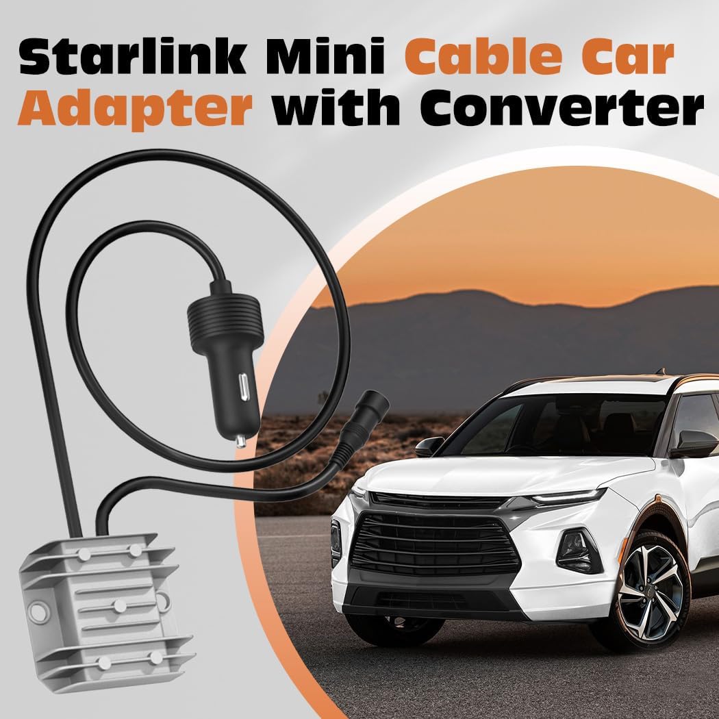 Starlink Mini Cable Car Adapter with Cigarette Lighter Power Adapter, 10-28V to 30V 3.5A Conversion Kit for Truck RV Car, 12V Power Cable with Cigarette Lighter Plug, DC Step Up Converter