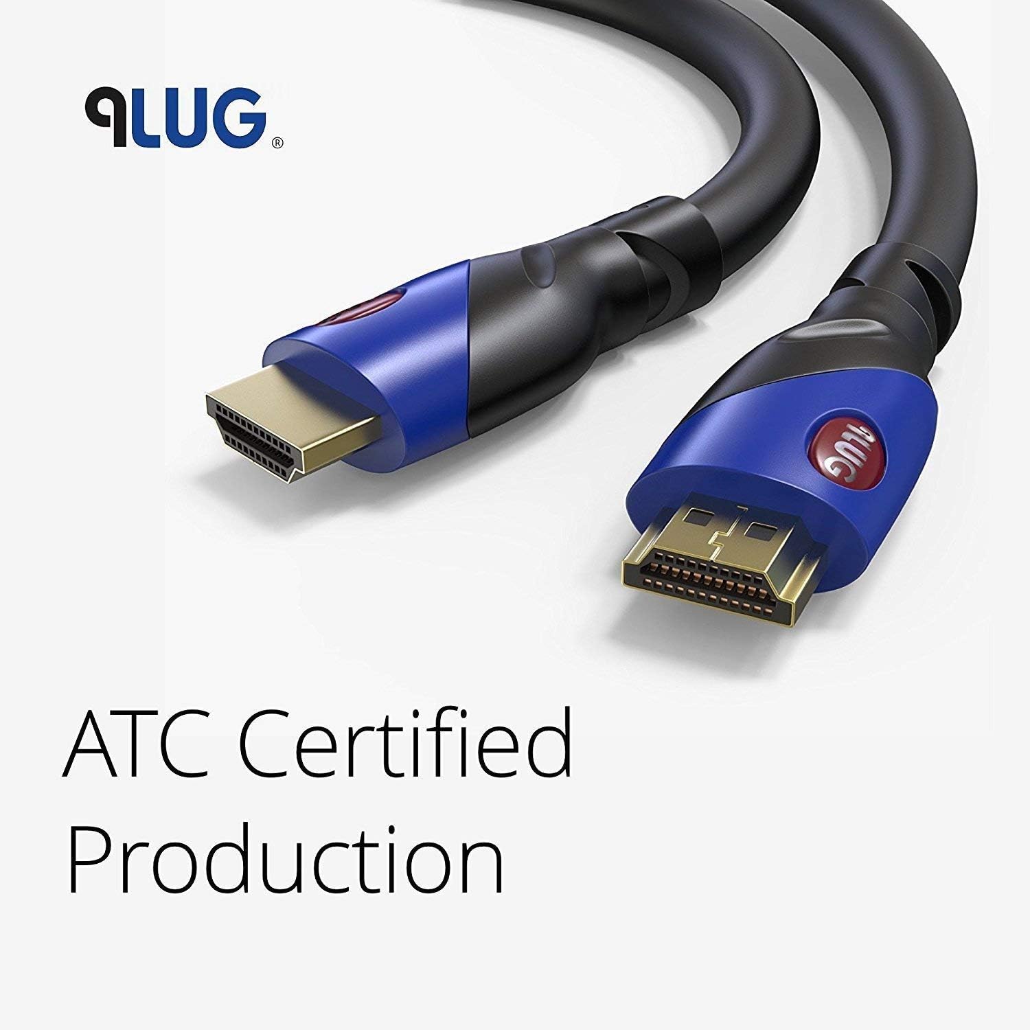 PlugLug HDMI Cables (6.6 feet, Grey)…