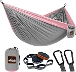 AnorTrek Camping Hammock, Super Lightweight Portable Parachute Hammock with Two Tree Straps Single or Double Nylon Travel Tree Hammocks for Camping Backpacking Hiking