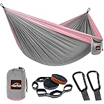 AnorTrek Camping Hammock, Super Lightweight Portable Parachute Hammock with Two Tree Straps Single or Double Nylon Travel Tree Hammocks for Camping Backpacking Hiking