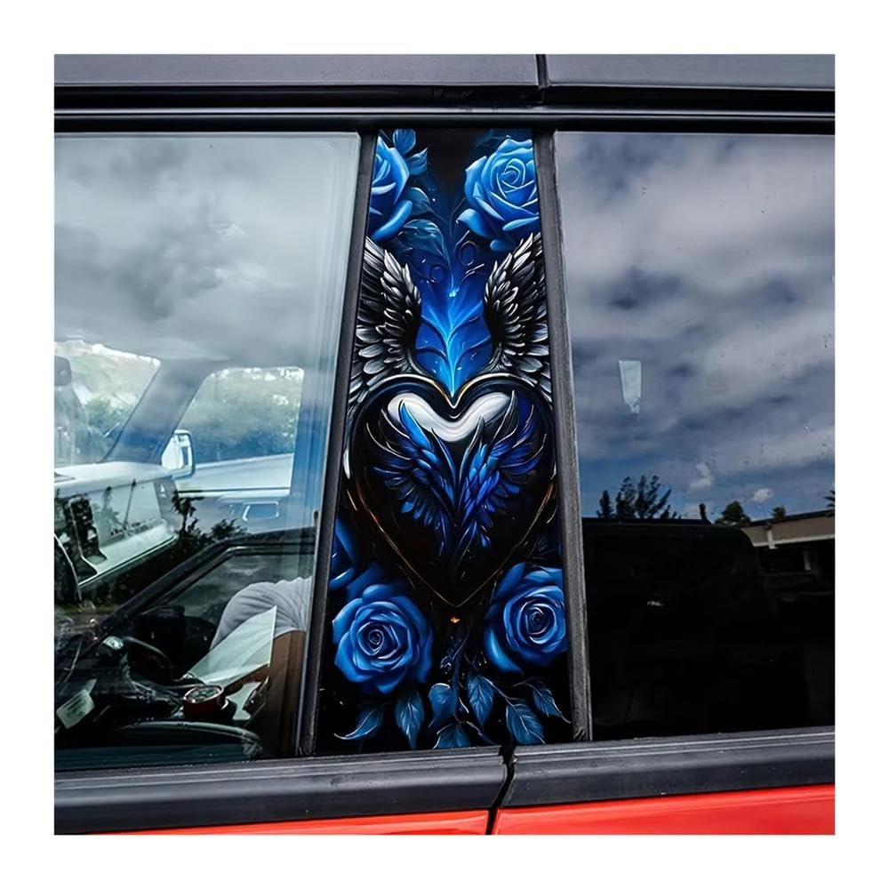 Bertdcx One Color Blue Rose Heart Car Decals That Are Easy To Paste And Remove For B Pillar Protection Auto Parts