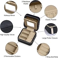 Vista 4 de Joyeros para mujer, estuche de joyería de viaje, organizador de viaje de joyería, pequeño joyero para mujer, estuche de viaje de joyería