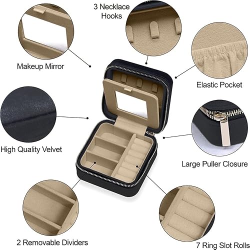 Miniatura 4 de Joyeros para mujer, estuche de joyería de viaje, organizador de viaje de joyería, pequeño joyero para mujer, estuche de viaje de joyería,