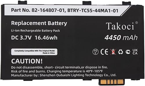 Miniatura 3 de Batería de repuesto de 4450mAh para símbolo TC55, ES85, ES85XX, TC55AH-JC11ES, MC36, 82-164807-01, BTRY-TC55-44MA1-01,82-164801-02,