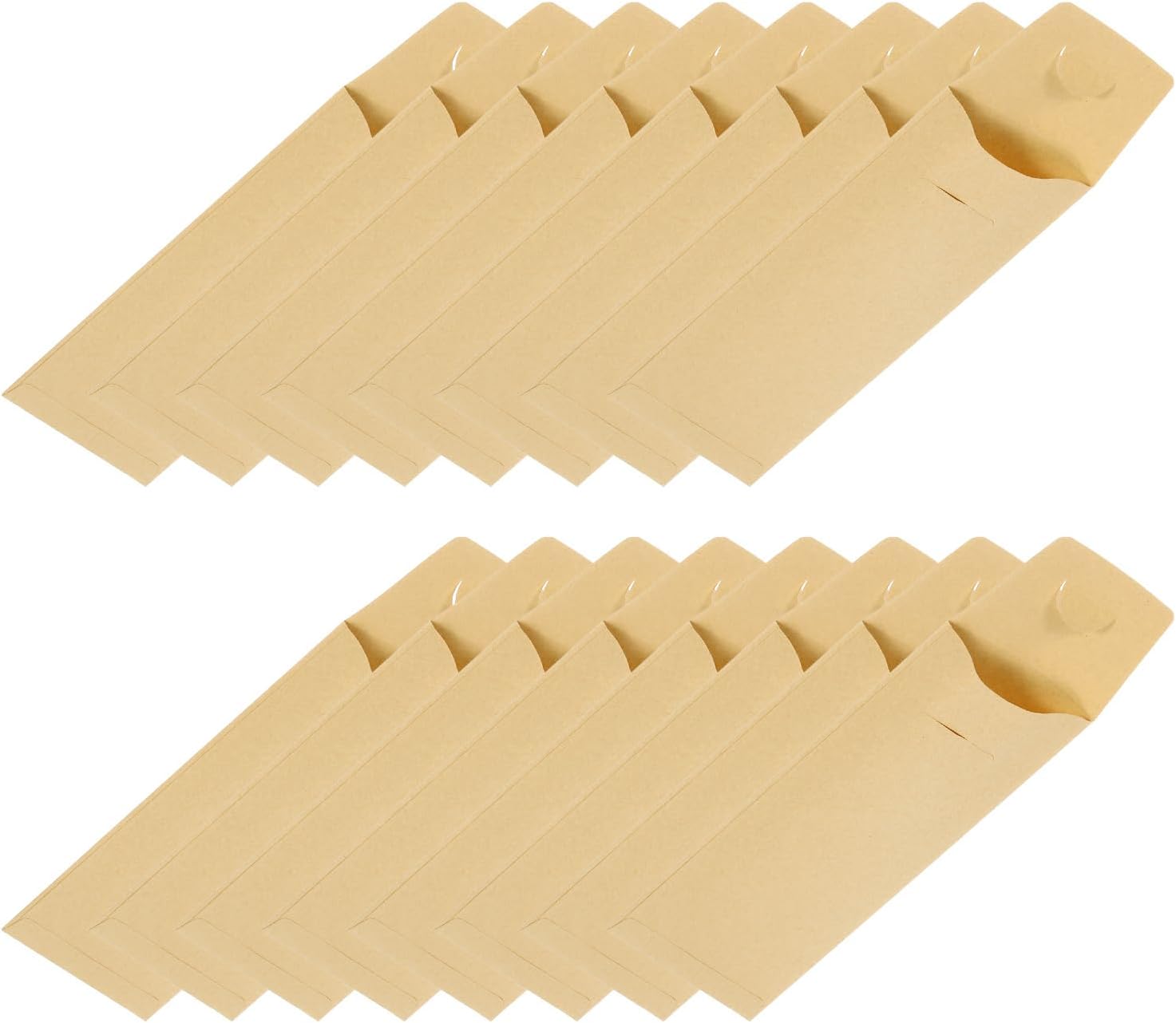 uxcell 200 Pcs Paper Silverware Bags 7.7 x 2.8 Inch Disposable Silverware Sleeves Sealable Oilproof Kraft Paper Bag Utensil Holder for Cutlery Spoon Chopsticks, Brown