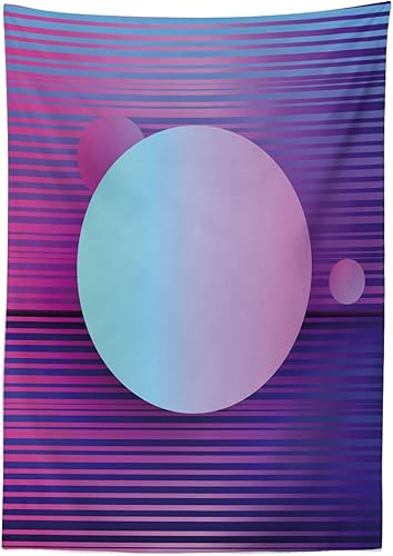 Miniatura 2 de Ambesonne Synthwave - Mantel de arte futurista contemporáneo abstracto con rayas y redondos galácticos, mantel rectangular para decoración de