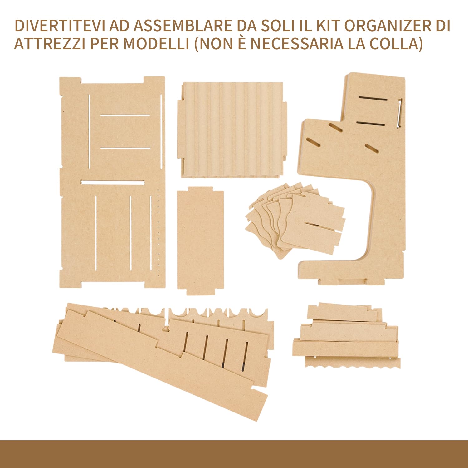 Supporto per kit di modelli in legno con materiale MDF, supporto per vernice, portacacciavite/pennello, per vernici e utensili Tamiya, GK1