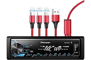 MVH-X390BT Stereo Pioneer Bluetooth Media Receiver with zonoz USB Charging Cable bundle.