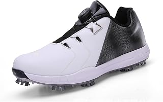 Golf Shoes Men Waterproof Golf Shoes, Professional Spiked Non-Slip Golf Shoes for Men Comfortable Spin Buttons Golf Sneakers Breathable Golf