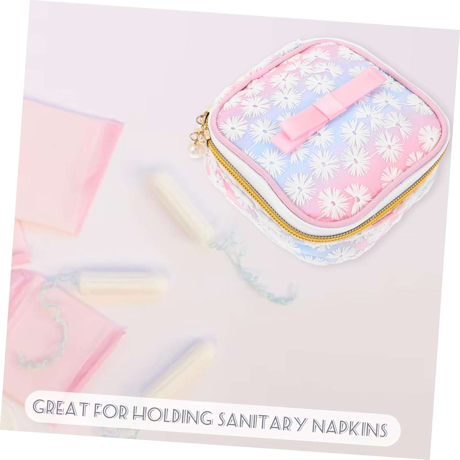 2pcs Sanitary Napkin Pouches Adorable Storage Bags for Sanitary Pads Lipstick Storage Bags Random Color