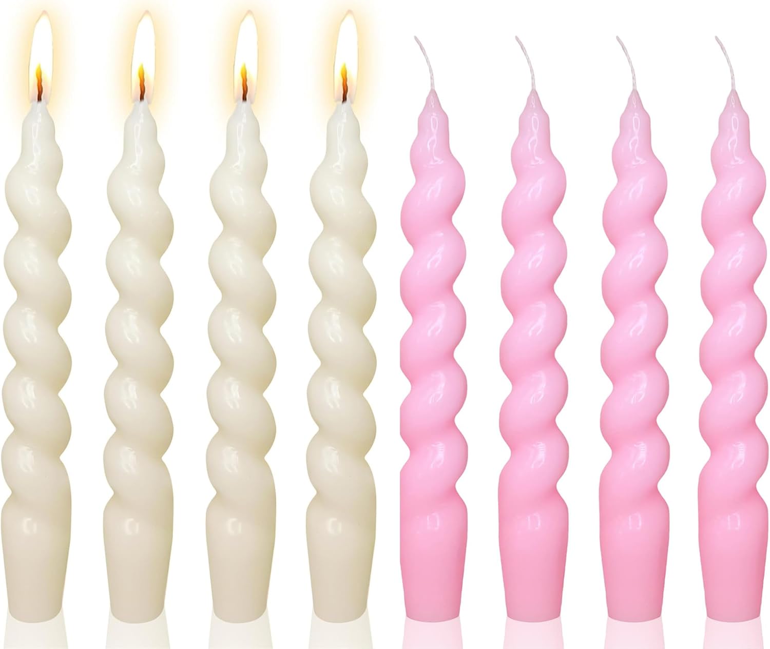 8pcs 7.5 inch White Candle Sticks Pink Taper Candles Short candlesticks for Home Wedding Dinner