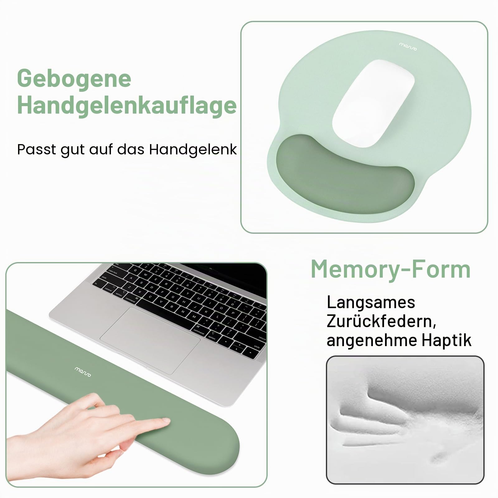 MOSISO Handballenauflage Tastatur&Maus Set, Kreis Gekrümmt Ergonomisch Mauspad&Untersetzer rutschfest Basis Schmerzlinderung Hause/Büro&Weichem Stoff Leicht Tippen Pad&Silikonfutter, Marineblau