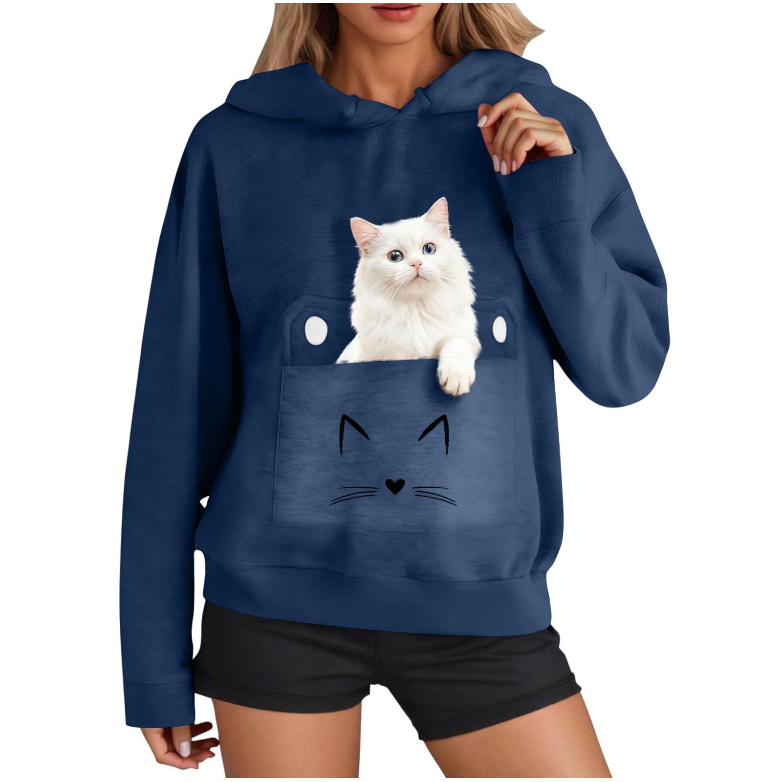 Sweat a Capuche Femme Casual Sweatshirt Legere Sweat-Shirt avec Poches Outerwear Fitness Streetwear Classique aux Couleurs Assorties Veste à Manches Longues Haut Couleur Unie Mode Hiver Vêtements