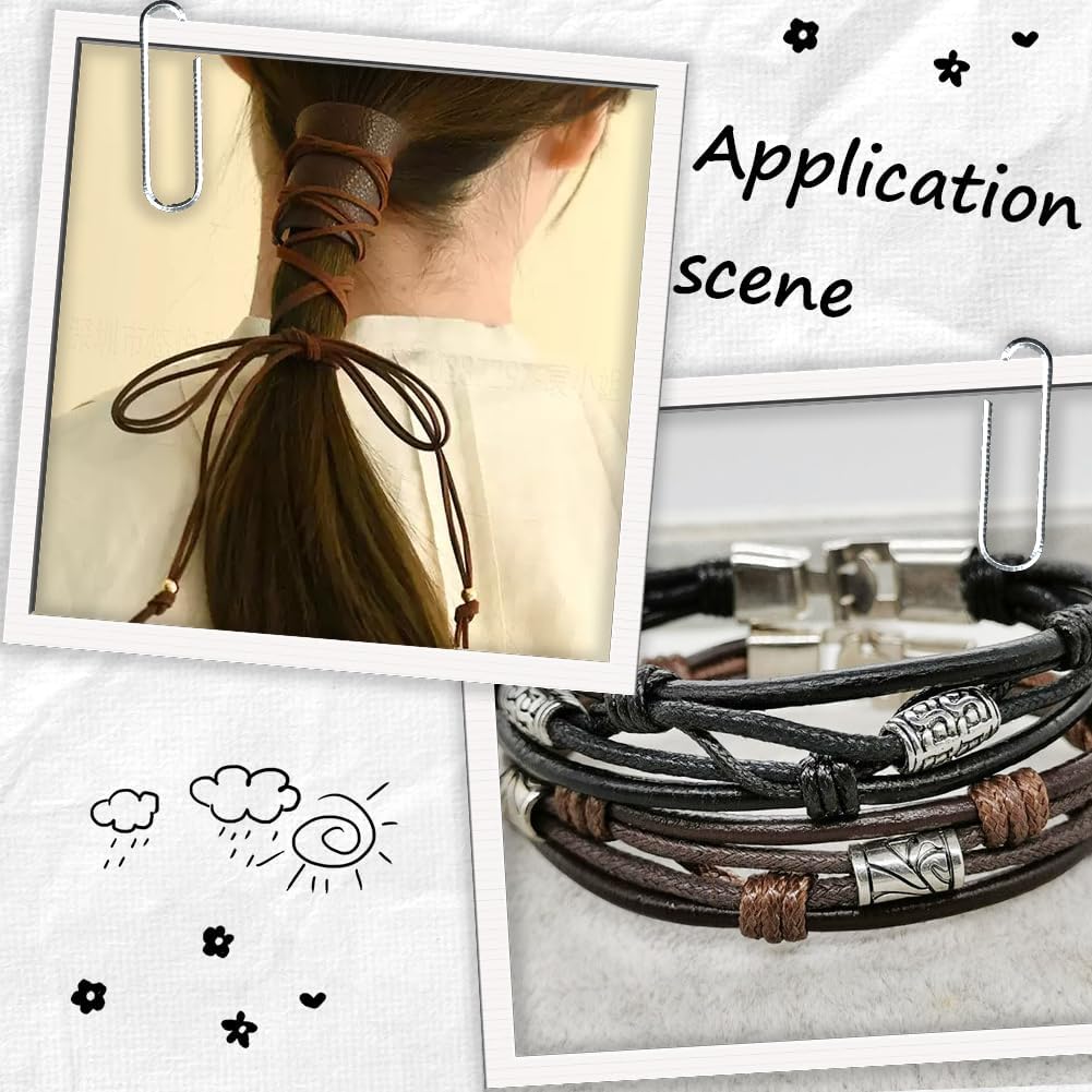 30 Yards Cowhide Genuine Leather Cord for Jewelry Making 2MM Black Round Real Leather String Lace Cording Rope Braiding Strip Thread Spool for Crafting Necklace Bracelets Wraps Beading