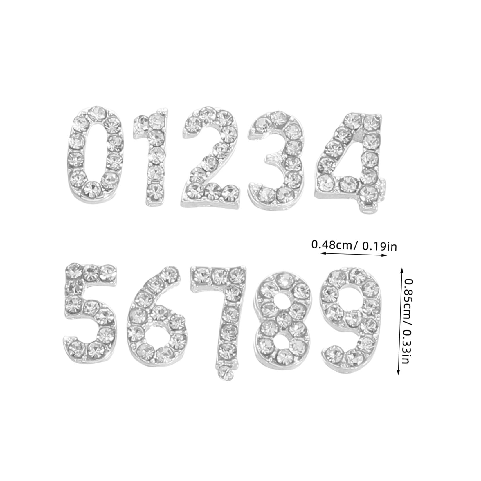 100pezzi Ciondoli per Unghie Numerici Decorazioni Strass per Nail Art Gemme Lucide Retro Piatto Abbellimenti per Manicure