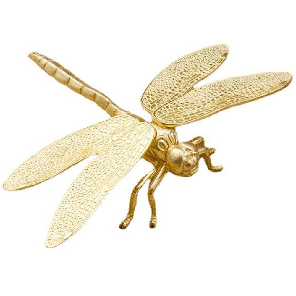 Luxylei Style1 Brass Dragonfly Figurine Mini Animal Sculpture Retro Dragonfly Good Luck Figure For Home Desktop Craft Decoration