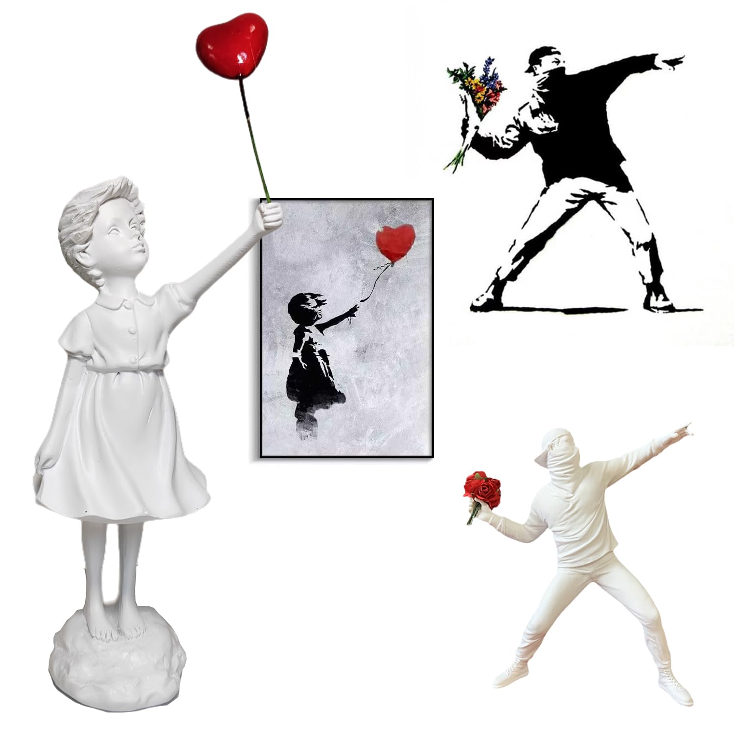 PIGPIGFLY Banksy Figure Sculpture,Decorative Figures,Decoration Living Room,Abstract Sculpture,Home Store Decoration,Modern Living Room Ornaments(White) - Image 3