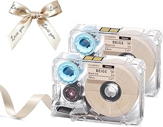 Phomemo A30 P15 Exclusive Embellish Black Print on Beige Satin Ribbon, Fabric Ribbons for