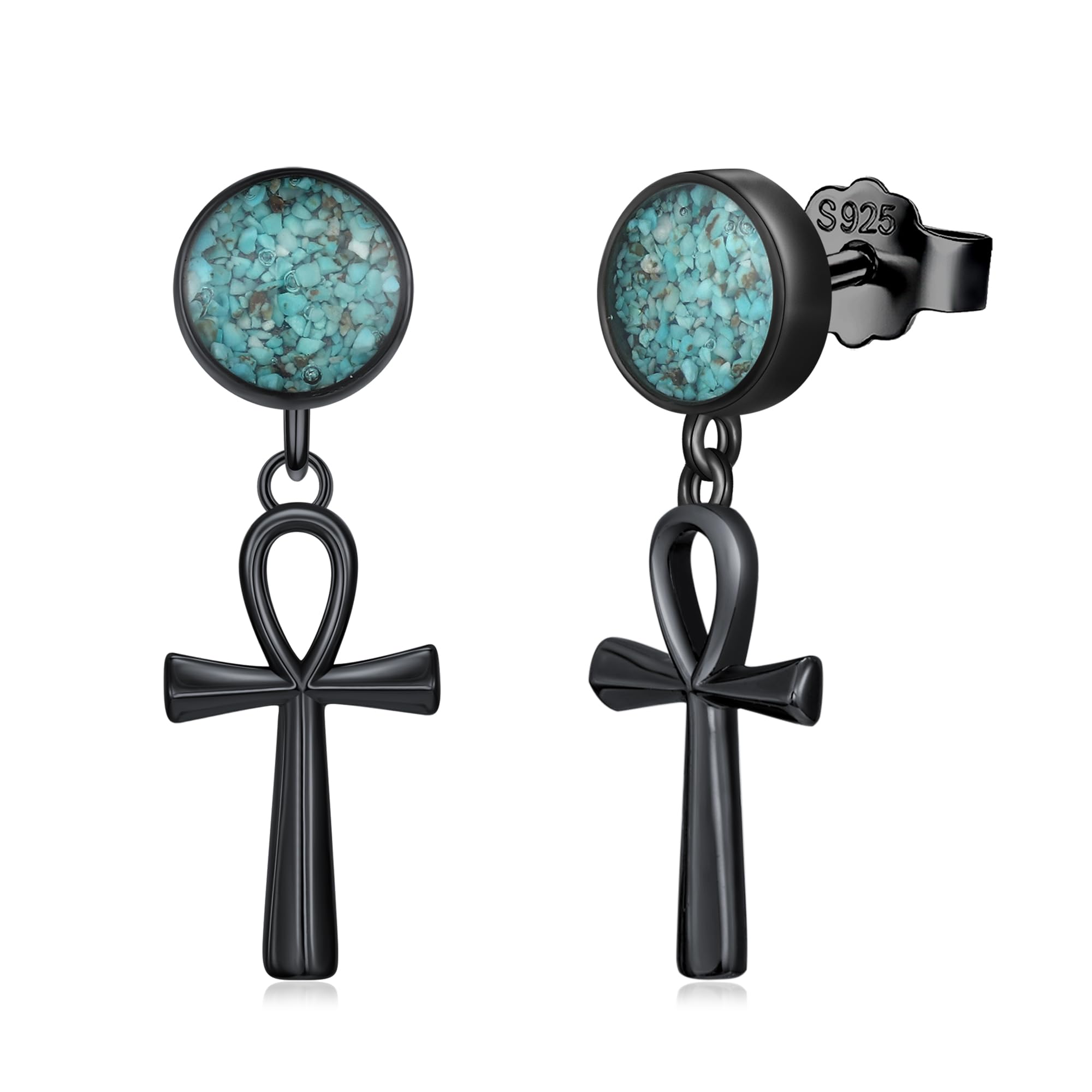 KoyeKei Black Dangle Drop Earrings 925 Sterling Silver Turquoise Earrings Jewelry Gifts for Women Men