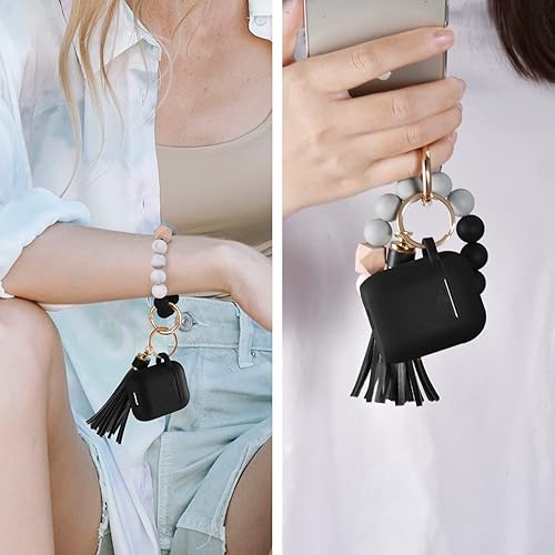 Miniatura 5 de Filoto Funda para Airpods, bonita funda para Apple Airpod 21 para mujeres y niñas, funda protectora de silicona con llavero de pulsera (rosa fucsia)