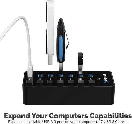 SABRENT USB Hub, 7 Ports 36W, Fast Powered Data Hub - 2