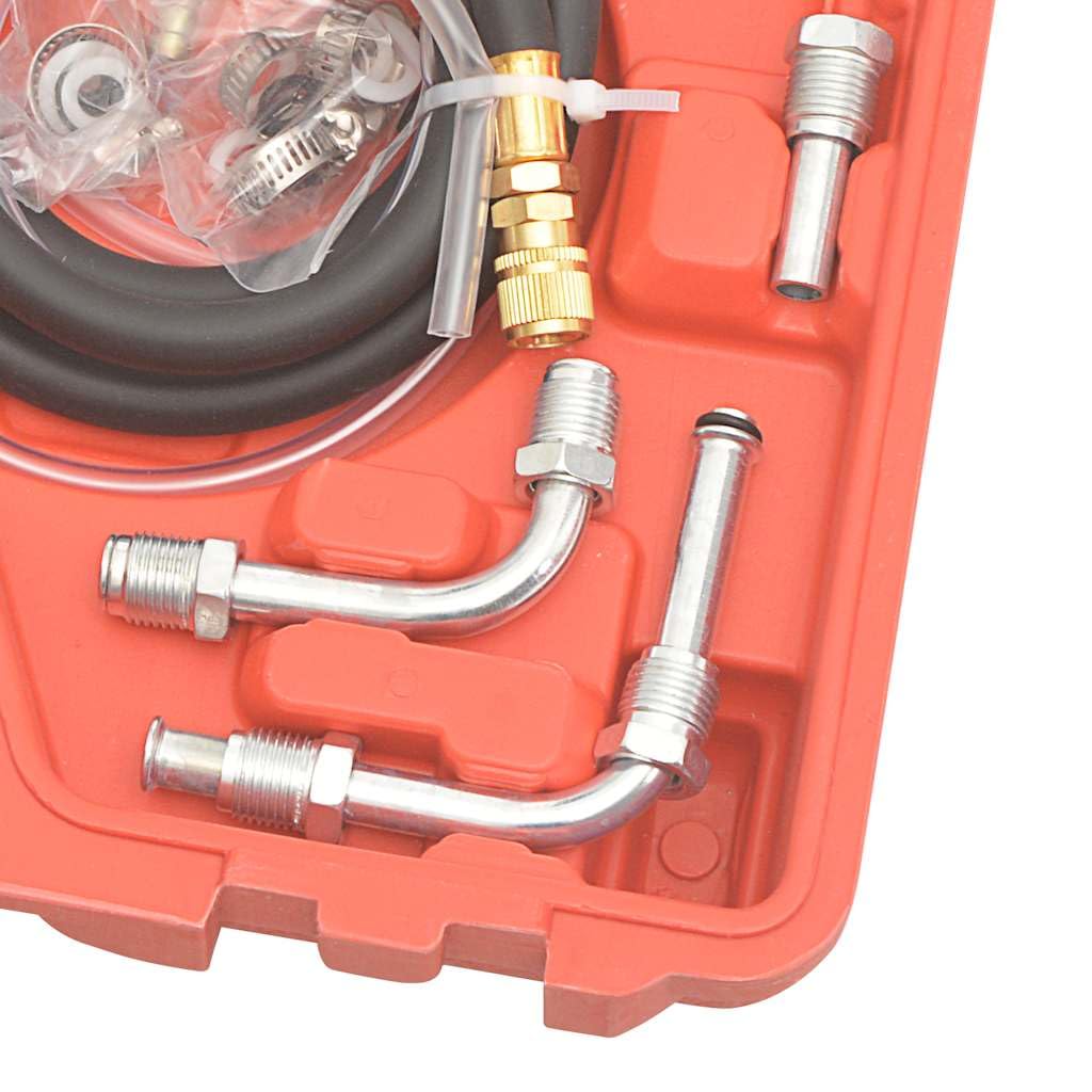 Zestaw do wtrysku paliwa z 70 częściami, miedź i guma, manometr 0-10 bar, adapter do Audi BMW Ford VW, elastyczny wąż, walizka do przechowywania, do samochodów osobowych i ciężarowych