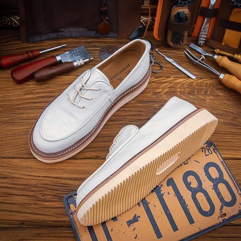 HBJWOV Men's Lace-up Pedal Casual Breathable Soft-soled Loafers Leather Fabric Comfortable Breathable Soles Suitable For Daily Travel Sports
