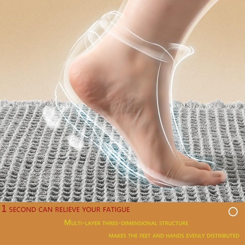 Tapis de bain gaufre lavable en machine tapis de sol absorbant kaki 60x90 - 2