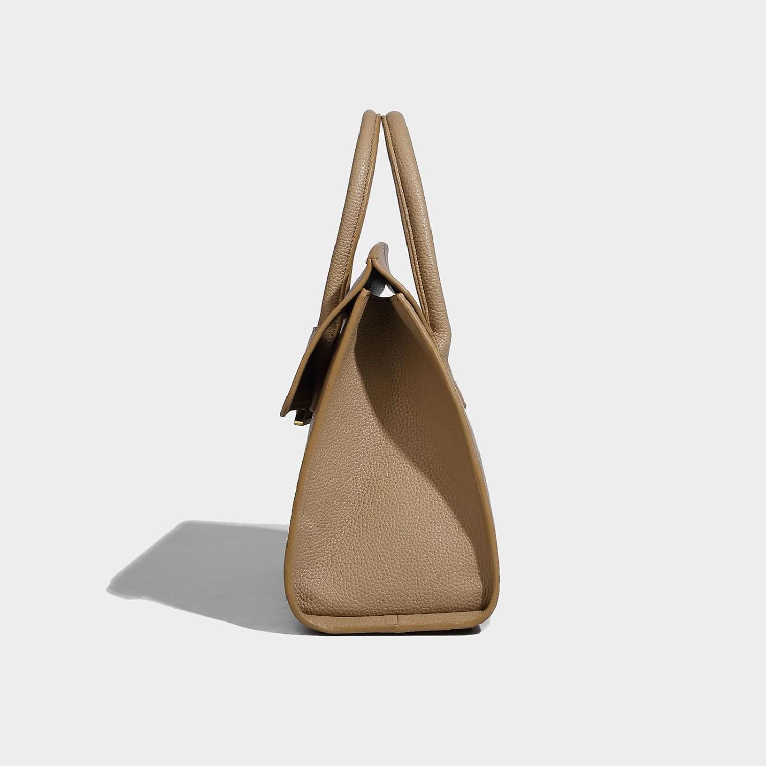 Luxury Women's Leather Top Handle Tote Bag Age Reduced Elegant Flap Briefcases (4#Khaki)
