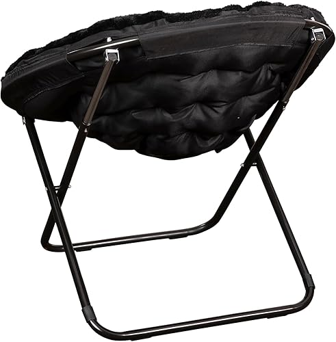 Miniatura 5 de Flash Furniture Gwen - Silla plegable de gran tamaño, silla de luna de piel sintética negra, marco de metal negro, silla plegable portátil de 38