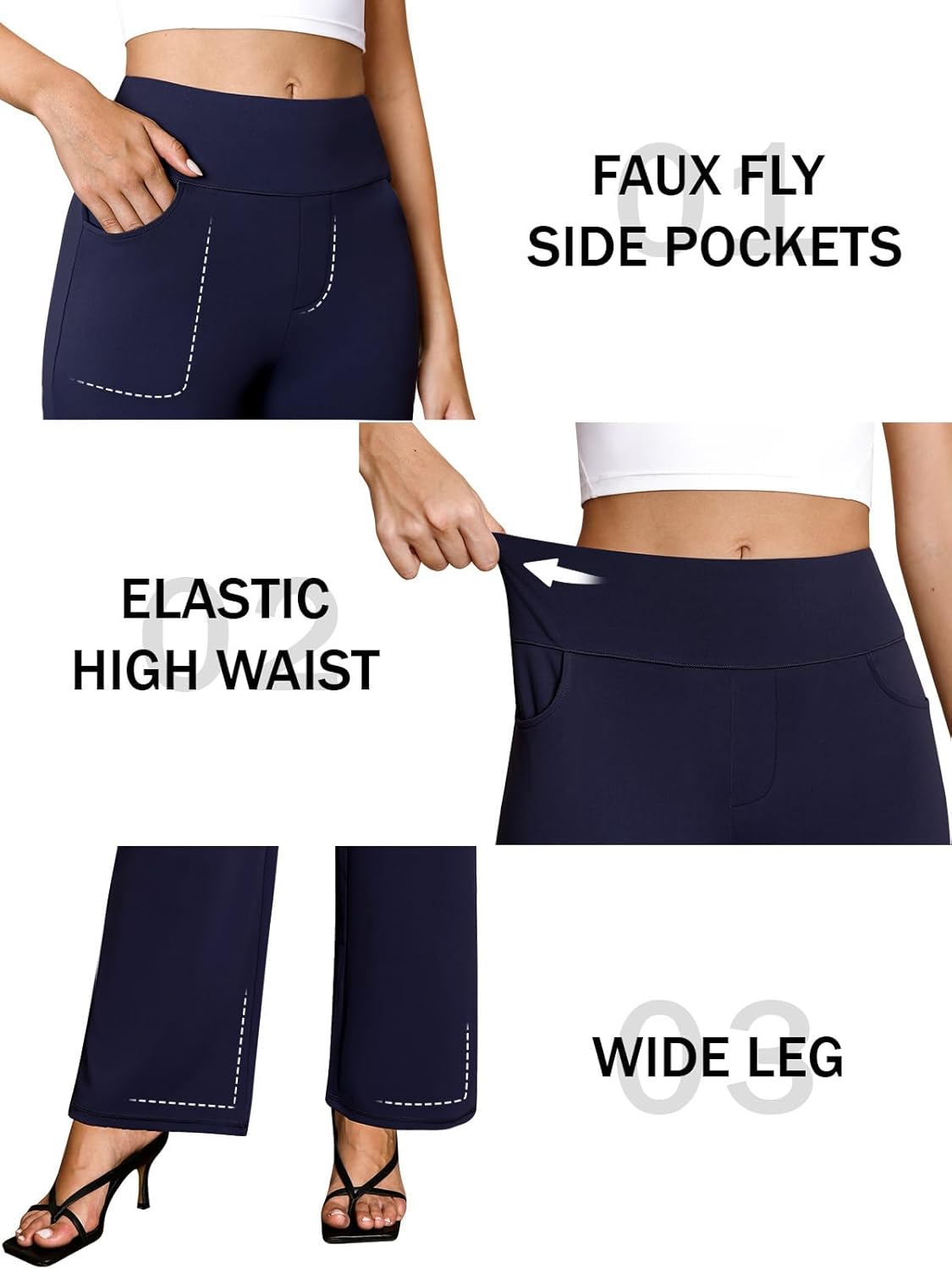 Wide Leg Yoga Pants Women Stretch Dress Work Pants with Pockets Lounge Casual Sweatpants - Image 4