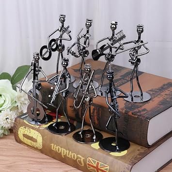 SUME 8 Piece Metal Musician Set Music Orchestra Figurine Decoration