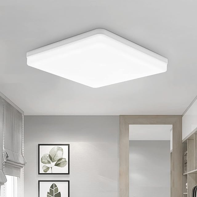 Combuh Ceiling Light LED for Living Room, 48w 4320LM Daylight 6500K Square Indoor Ceiling Lighting, Ø30CM Mordern LED Lamp for Bedrom Kitchen Lounge Office