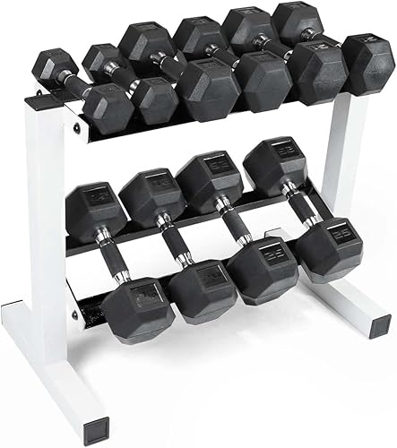 Miniatura 12 de CAP Barbell Juego de mancuernas de 150 libras con estante de 2 niveles | Múltiples opciones Negro -,Blanco,https://www.amazon.com/dp/undefined
