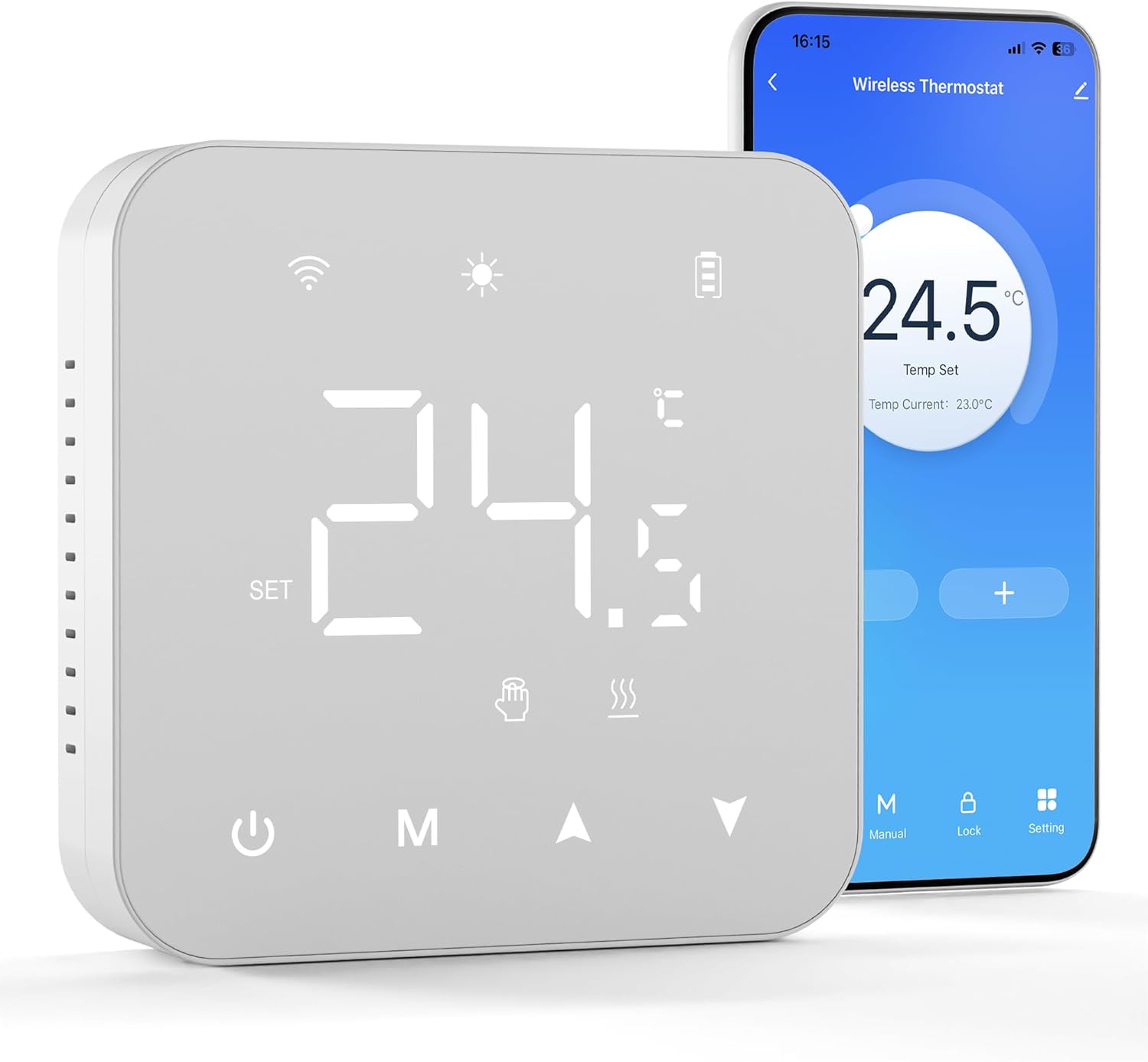 Termostato de batería de 2 Hilos. Termostato Wi-Fi progra...