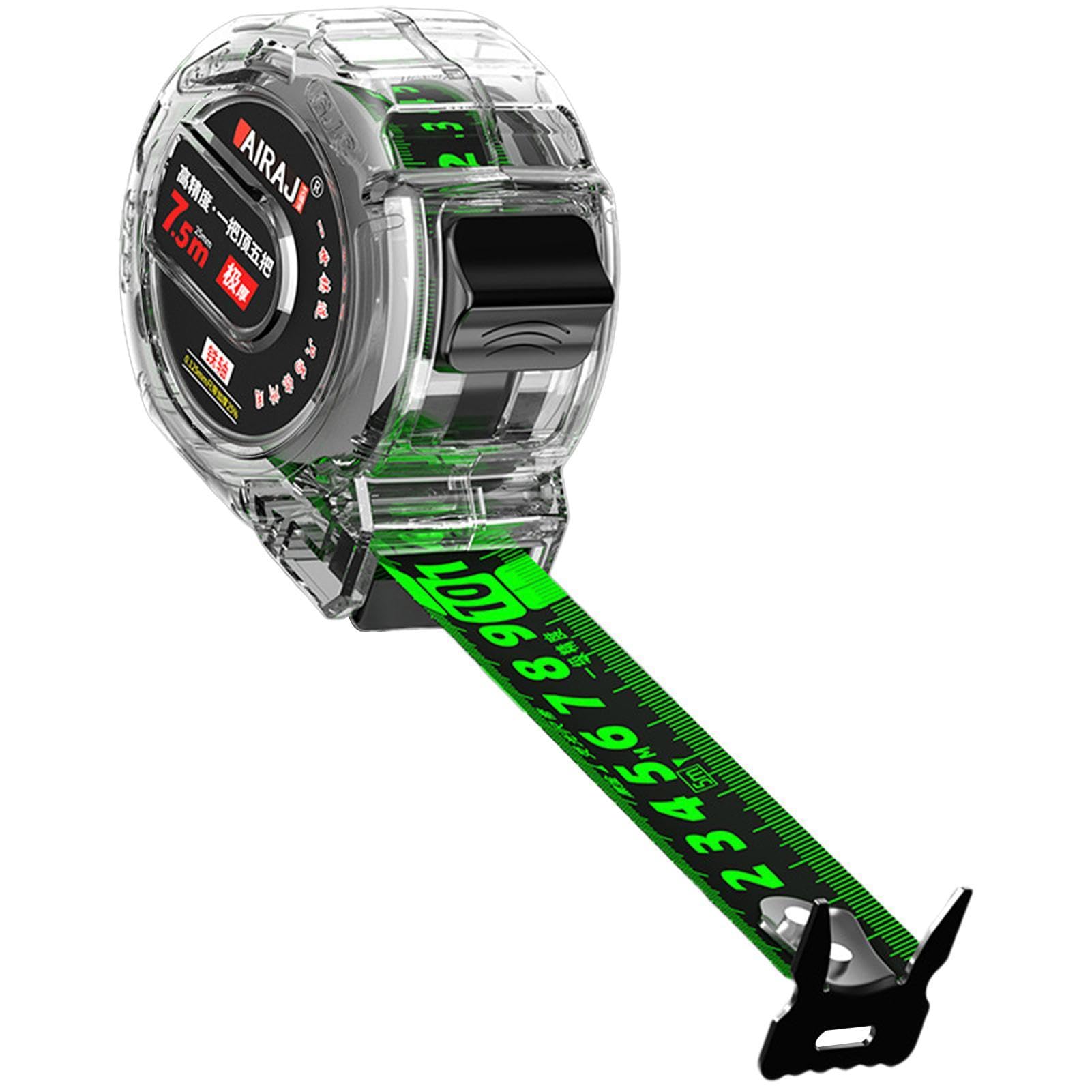 Tape Measure, Fluorescent Precision Measuring Tape, Double Sided Tape Measure, Retractable Double Sided Graduated Tape Measure, Heavy Duty Tape Measure Dual Sided Transparent Case Measuring Tape