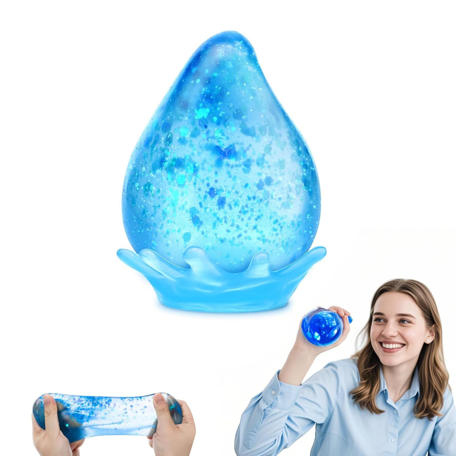 Stress Relief Squishy Water Droplet - Squeeze Ice Nwater droplet Gumdrops Fidget Toys for Adults, Anxiety Relief Sugar Ball Sensory Small Gadgets, Gifts for Men Women Christmas Autism ADHD