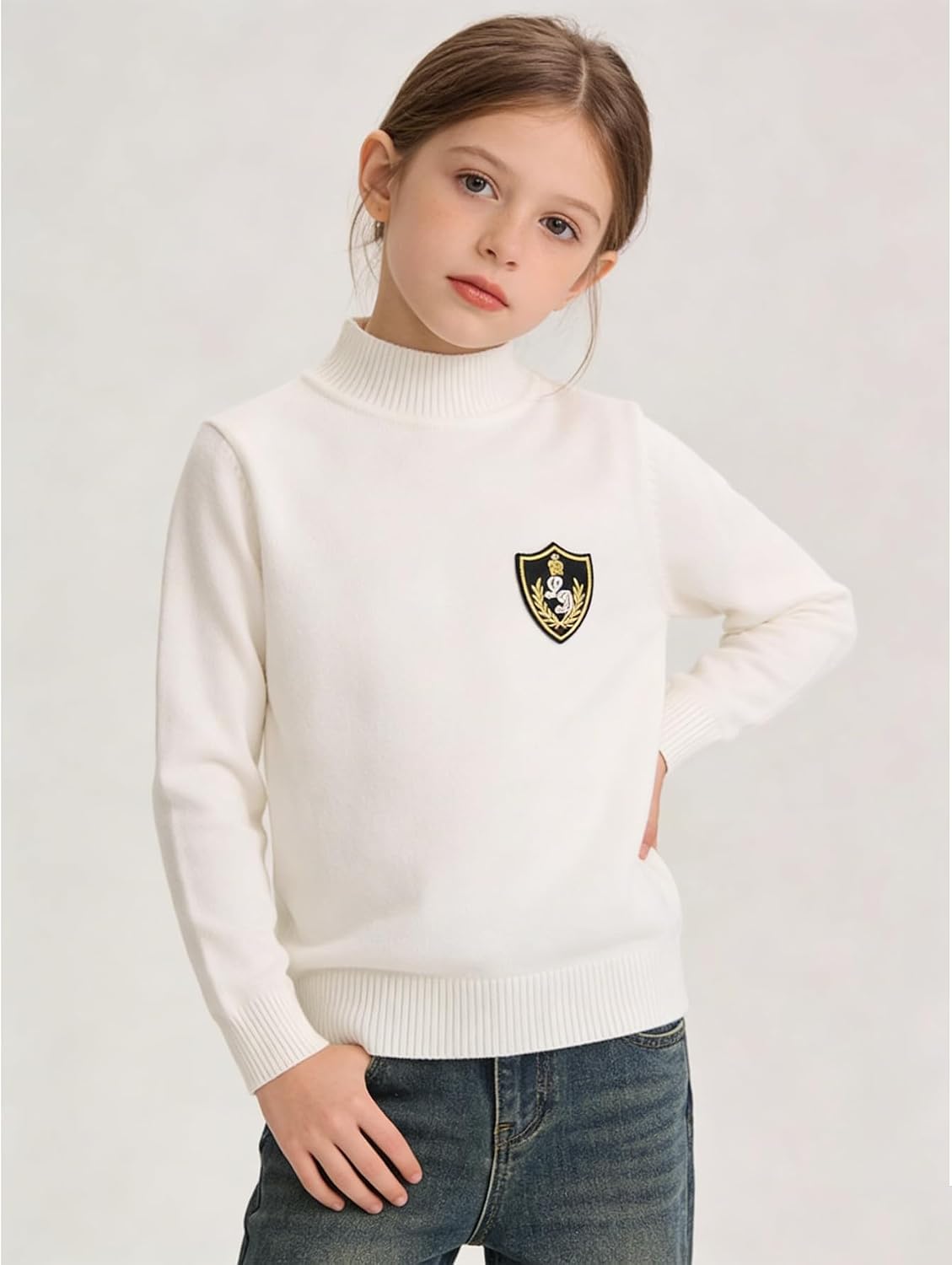 Girls 3 Pack Turtleneck Sweater Kids Solid Casual Long Sleeve Warm Soft Knit Pullover Tops 3-12Y