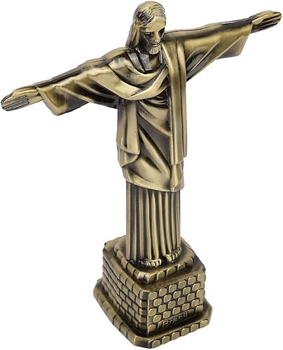 Miniatura 7 de Plplaaoo Estatua de Jesús de bronce de 7.3 pulgadas, réplica de estatua de Cristo Redentor en estilo vintage, modelo de estatuas de arte cristiano