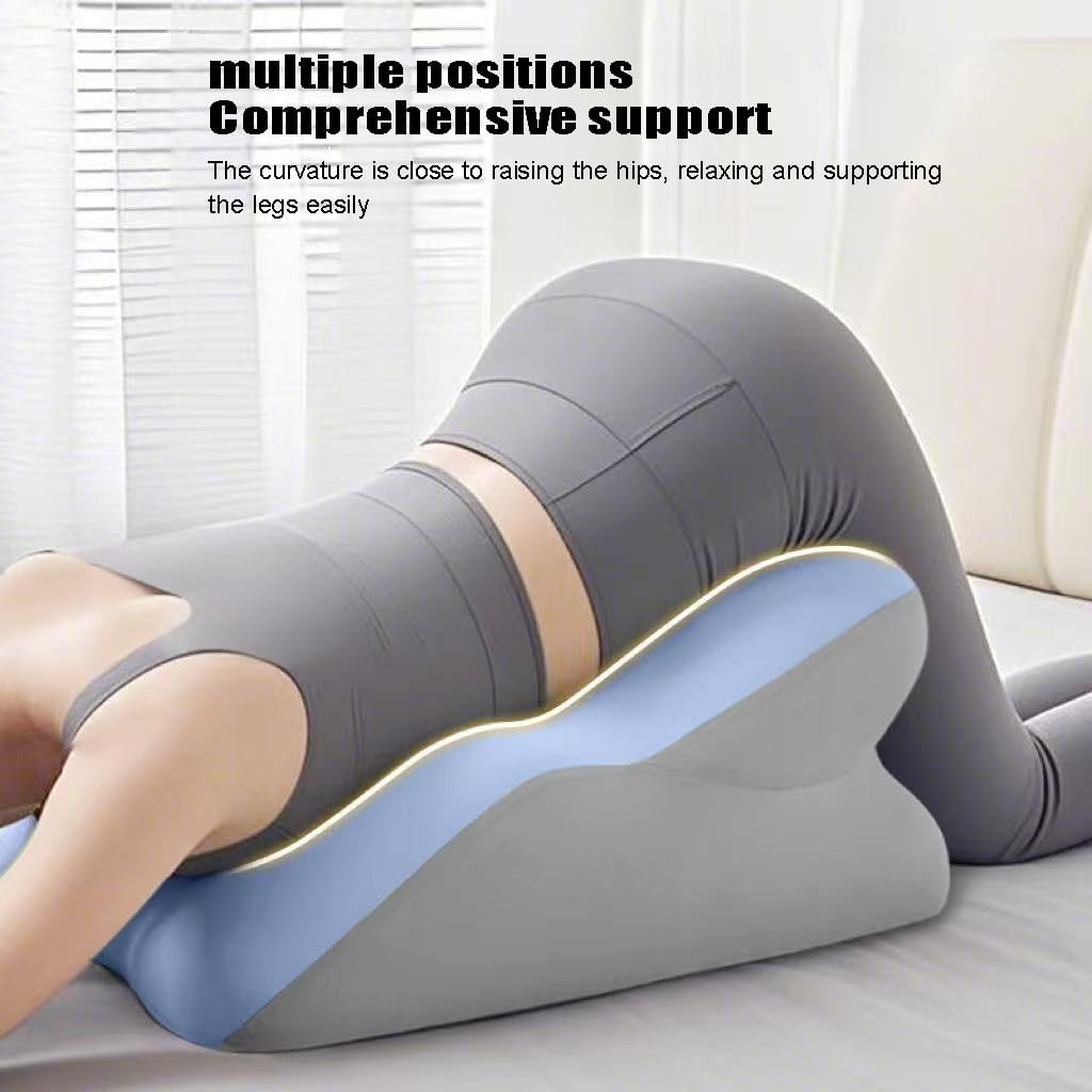 YYMIYU Memory Foam Leg Pillow, Multifunctional Prone Position Support, Bedside Reading Backrest Pillow (Double Gray)