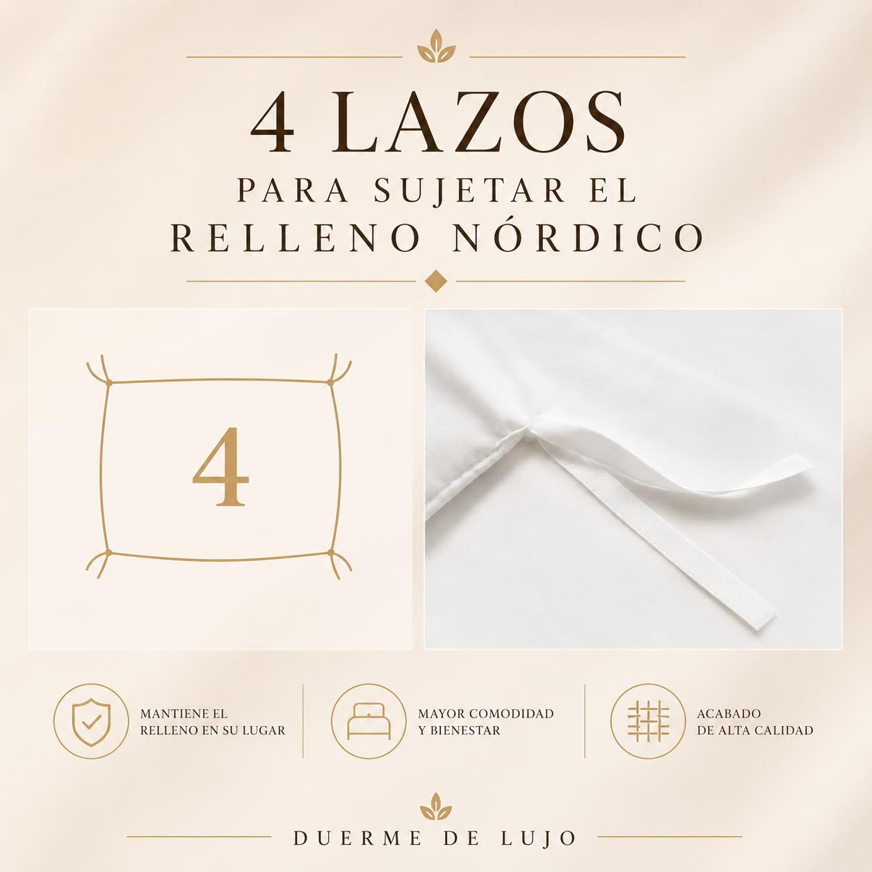 Jomy Funda nórdica - 3 Piezas - Algodón Egipcio De 300 Hilos Beige/Blanco Cama 150 x 190/200. 1 Funda Nordica 240X220 2 Fundas de Almohada 50x75 Cierre con Cremallera. Funda Nórdica Algodon Suave.