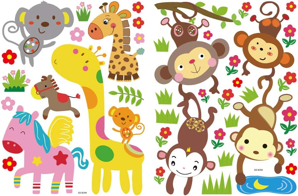 Funny Animals Window Decals for Kids, DoubleSided