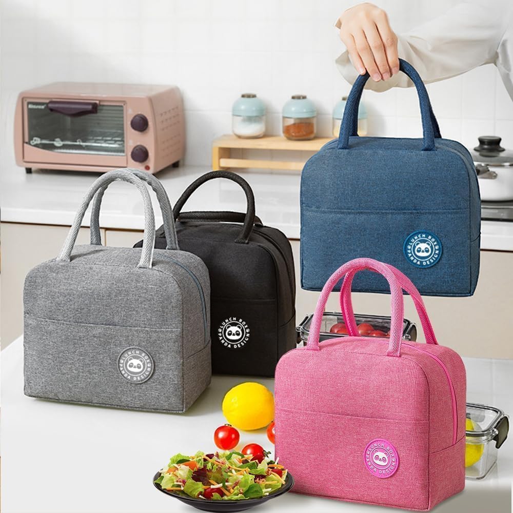 Borsa Termica Porta Pranzo Piccola, 5L Borsa Frigo Pranzo Ufficio, Borsetta Termica Piccola Lunch Bag per Lavoro, Scuola,Viaggi, Campeggio, Picni (Nero)