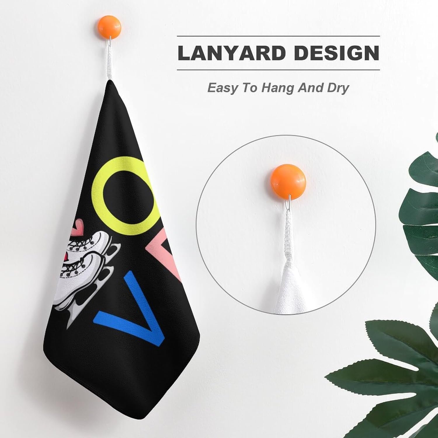 Skating Love LCE Skate Hand Towels for Bathroom Kitchen Towels Small Towel Handkerchiefs with Hanging Loop 4PCS